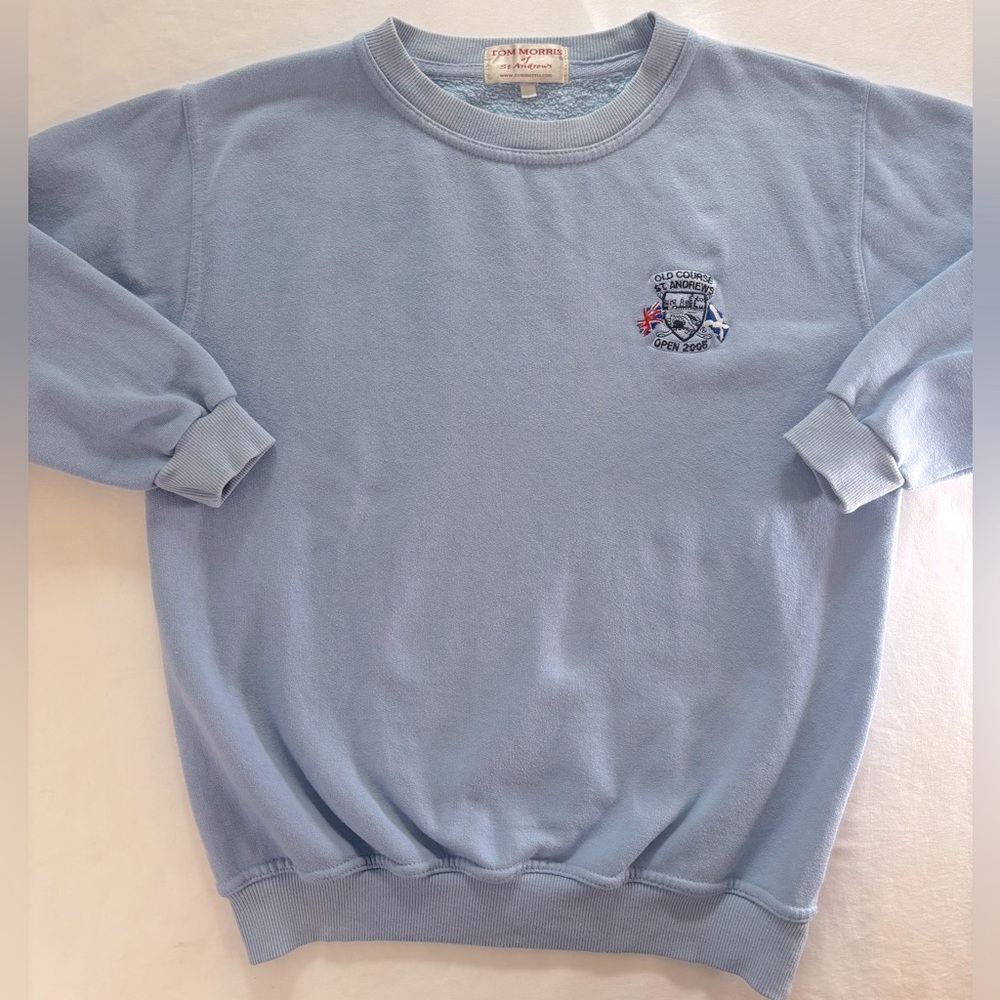 Tom Morris St Andrews Open 2005 Sweatshirt Light Blue Youth 10/12 Crew Neck Golf